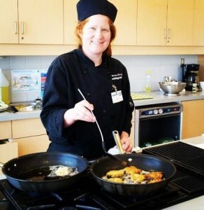 Elaine at work in the PC Cooking School