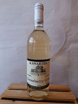 Gooseberry Grin is a light and pleasant combination of gooseberry, plum, apple, rhubarb, and peach wines (photo: Kawartha Country Wines)