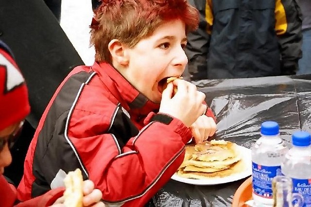 An all-day pancake breakfast, serving up to 250 people at once, runs all weekend at Sunderland Maple Syrup Festival (photo courtesy Sunderland Maple Syrup Festival)