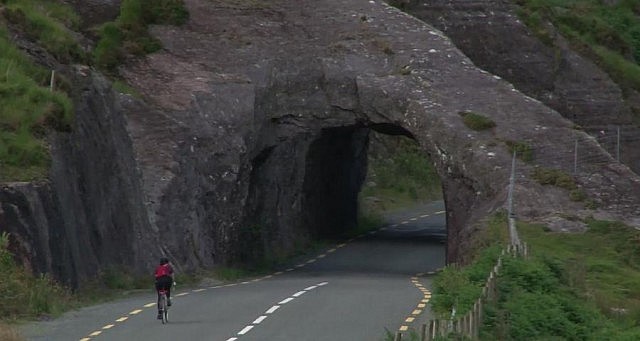 Megan approaching Turner's Rock Tunnel in West Cork in Ireland