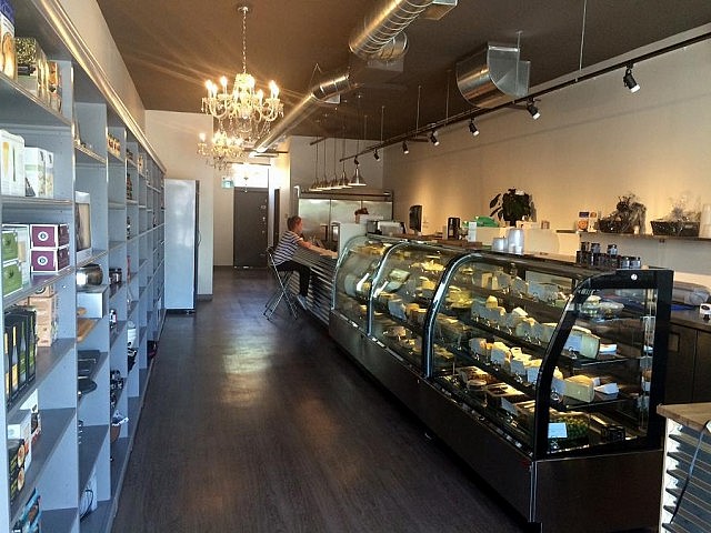 The newly renovated space features a small lunch counter; they offer grilled cheese paninis daily (photo: Eva Fisher / kawarthaNOW)