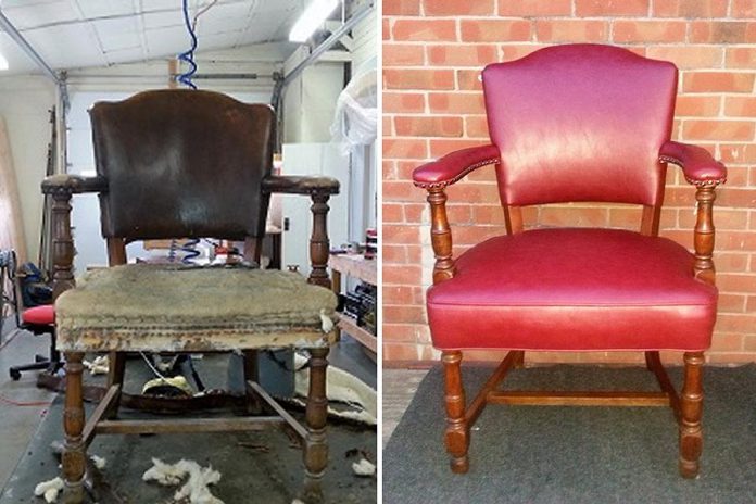 Before and after at Cherished Upholstery in Warsaw (photos: Cherished Upholstery)