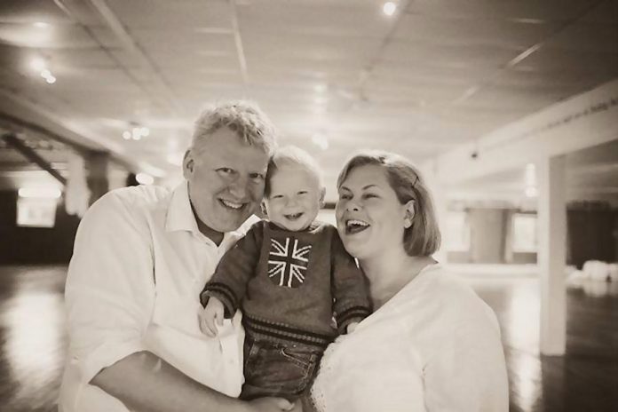 James Barrett and Sarah Quick, founders of Globus Theatre and Lakefield Arts Barn in Bobcaygeon, with their son Cue