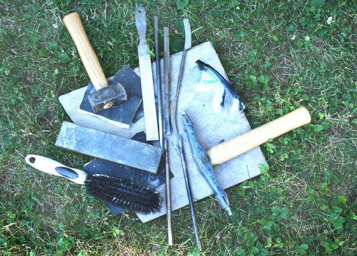 These are all the tools necessary for sculpting some very hard rock (photo: Shannon Taylor)