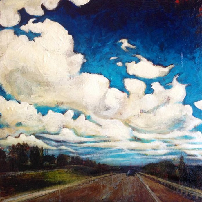 "15 Westbound 1" by Gabriel Robinson, oil on panel, 18" x 18" (photo: Shannon Taylor)