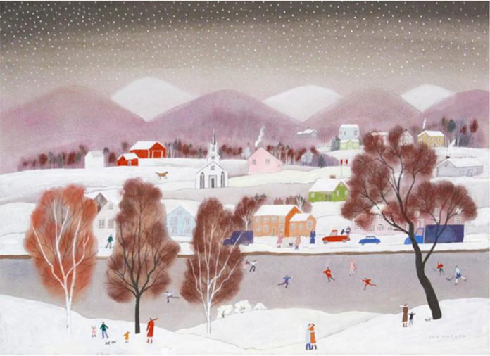 "Quebec Winter" by San Murata, mixed media on paper, 29" x 40" (photo: Christensen Fine Art)