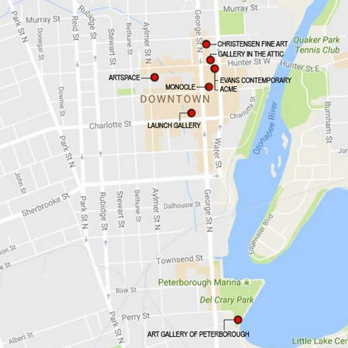 A map of the downtown area, showing participating galleries and spaces (picture: Evans Contemporary)