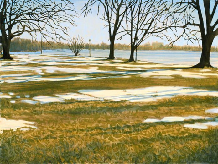 Early Spring Morning, Crary Park, Peterborough, 2016, oil on canvas 30x40" (photo: Peer Christensen)