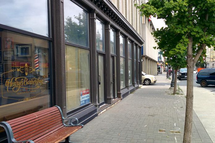 The 872-square-foot bookstore is located beside Henry's Barbershop. The landlord is currently renovating the space with new flooring, paint and washrooms. (Photo: kawarthaNOW)