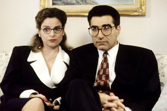 Kash is a veteran actor; here she appears with Eugene Levy in a scene from the 1996 film Waiting for Guffman