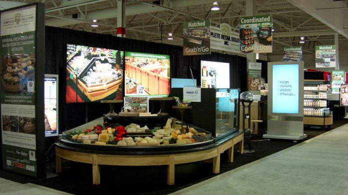 Their award-winning booth at Grocery Innovations Canada shows the complementary products and services offered by Complete Retail Solutions (photo: Rob Viscardis for CRS/Pan-Oston)