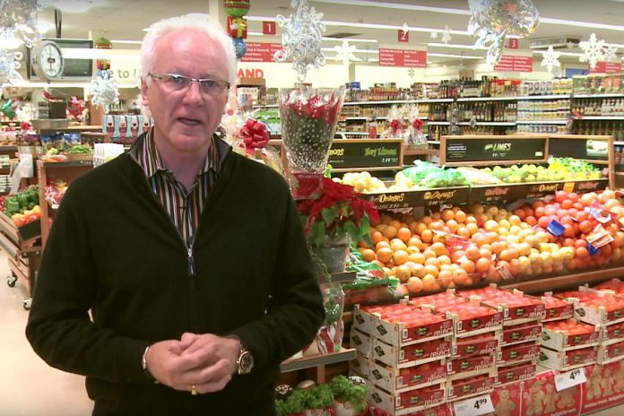 Ross Bletsoe of Lakefield Foodland (photo: Cayuga Displays / YouTube)