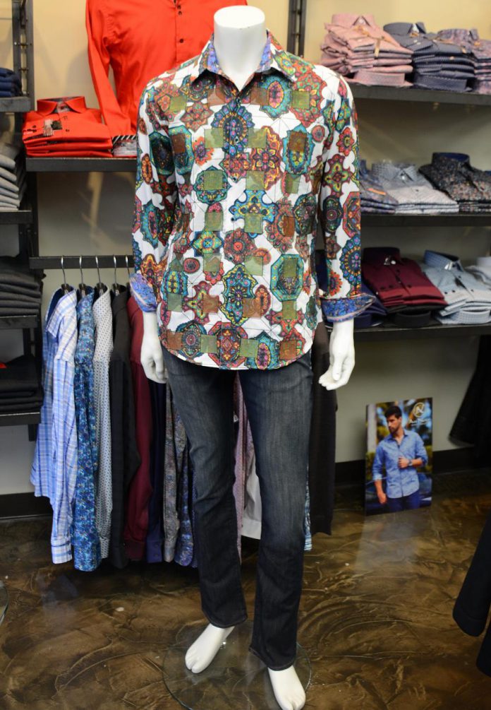 This impeccably detailed Robert Graham shirt is styled with jeans by 34 Heritage for an easy casual look. (Photo: Eva Fisher)