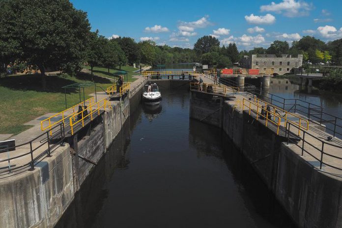 Lock 33 of the Trent-Severn Waterway in Lindsay is a National Historic Site that's adjacent to the Victoria Rail Trail. (Photo: Miles Arbour)
