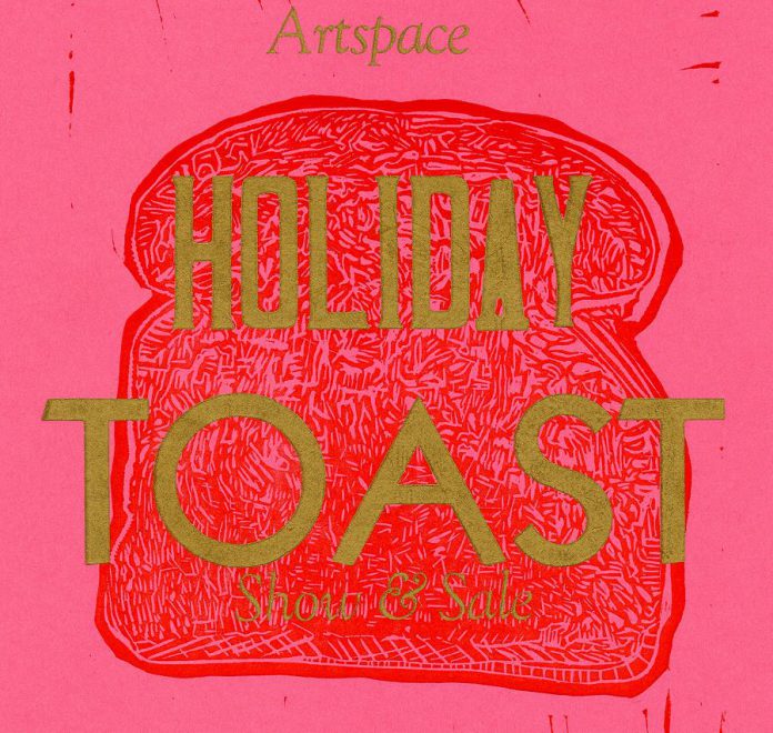 "Holiday Toast" poster by Jeff Macklin and Sarah Gibeault, printed by Jackson Creek Press (photo courtesy of Artspace)