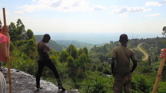 Overlooking the Karamoja plains at Sipi Falls, a beautiful tourist spot and one of the main coffee-producing areas of Uganda (photo: Alli Bunting)