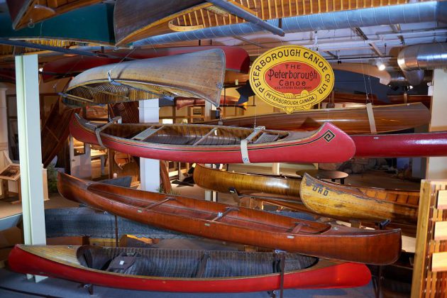 Some of the canoes on public display at The Canadian Canoe Museum. Members to the museum also get an annual tour of canoes and watercraft in the collection that aren't available to the general public. (Photo: Canadian Canoe Museum)