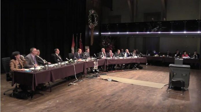 After five hours and 26 speakers, City Council voted exactly the same way as it did at the special committee meeting on December 7th, with the Mayor and the same five councillors supporting the sale, and the same five councillors opposing the sale. (Photo: City of Peterborough)