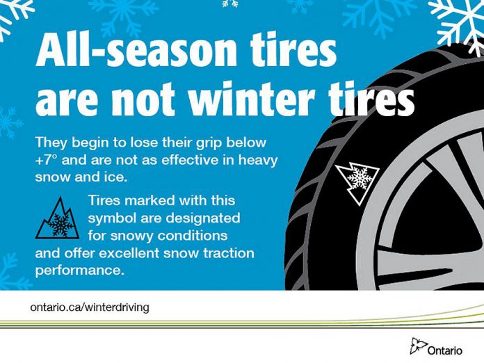 Winter tires are an investment in safety for your family, as they are designed to be more effective in heavy snow and ice (graphic: Government of Ontario)