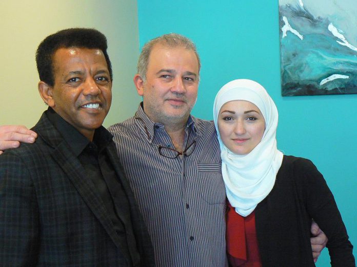 Our most popular story in November was the Syrian refugee family who opened a new a new restaurant, OMG (Oasis Mediterranean Grill), in downtown Peterborough. Pictured is Kenzu Abdella (left), who partnered with new Canadians Mohammad and Randa Alftih to open the new restaurant, which is seeing brisk business. (Supplied photo)