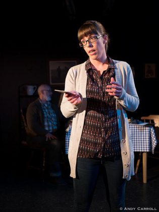 Lindsay Unterlander in the lead role of scientist Chris Cameron in "One in a Million" at The Theatre on King (photo: Andy Carroll)