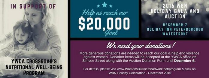 Donations to the WBN gala will be accepted at the YWCA office at 216 Simcoe Street until Tuesday, December 6.