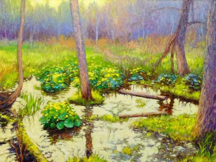 Steven Vero's "Marigold Marsh" (2015, oil in canvas). This painting is part of the Inland exhibit at the Art Gallery of Peterborough, which will open in conjunction with  Lyn Carter's "11th Line". (Photo courtesy of Steven Vero)