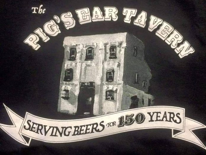 A t-shirt celebrating the 150th anniversary of The Pig's Ear Tavern in 2015 (photo: The Pig's Ear / Facebook)