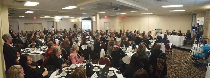 There were 150 members and guests attending the Women's Business Network of Peterborough meeting at the Holiday Inn to hear the panel discussion (photo: Jeannine Taylor / kawarthaNOW)