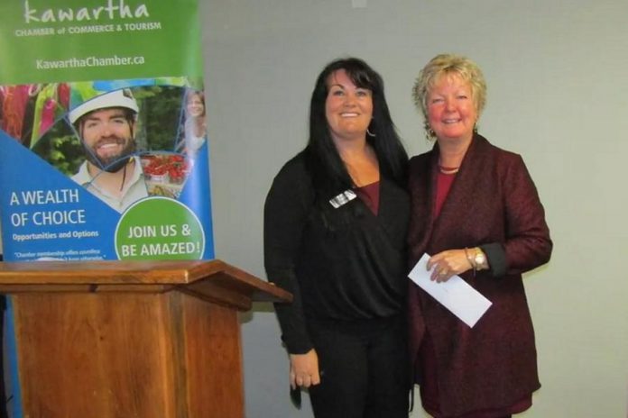 Kris Keller (right) is retiring from the Board of Directors Kawartha Chamber of Commerce & Tourism after seven years, including the past two years as President.