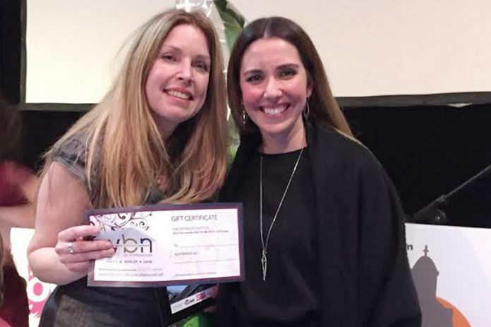 Win This Space contest winner Tina Bromley with Women's Business Network of Peterborough Strategic Planning Director Catia Skinner, who presented Bromley with a free one-year membership (photo courtesy of WBN)