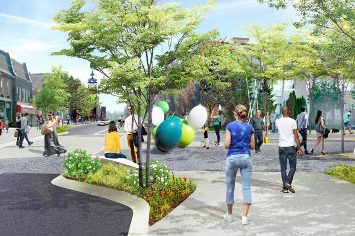Concept drawing of the planned Charlotte Street Urban Park in downtown Peterborough (illustration:  AECOM)