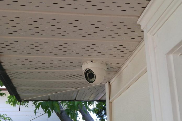  Kawartha Surveillance installed this dome camera installed under soffit, with the cable running through the attic crawlspace (photo: Kawartha Surveillance / Facebook)