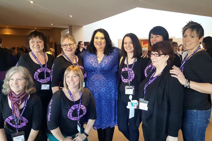 The International Women's Day organizing committee with Candy Palamater shortly before she left the conference (photo: Jeannine Taylor / kawarthaNOW)