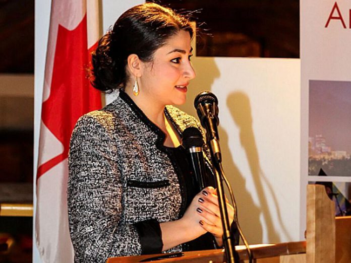 MP Maryam Monsef announcing new federal funding for the Canadian Canoe Museum (photo: Canadian Canoe Museum)