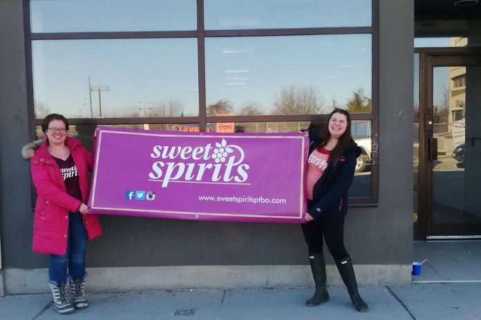 Sweet Spirits staff member Carlisle Froese and owner Hannah Howey show off the new downtown Peterborough location opening this May (photo: Sweet Spirits)