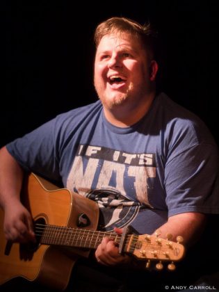 Josh's words are almost like poetry at times; this is not just a man telling his stories, but a theatrical performance (photo: Andy Carroll)