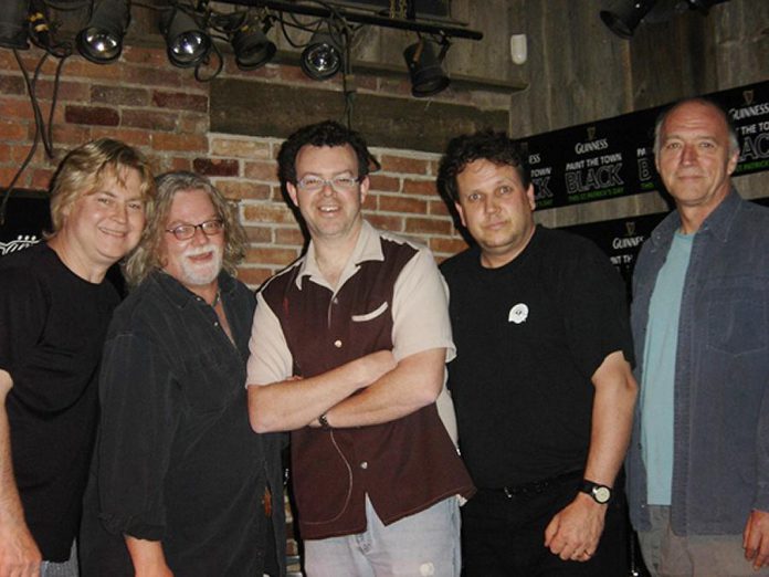 Terry with the members of Jericho's Wall (Brent Bailey, Jan Schoute, Bruce Francis, and Derek McKendrick). The band played every Saturday night at the Historic Red Dog Tavern in downtown Peterborough for 15 years.