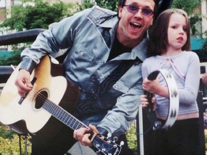 Terry onstage with his daughter Jasher (now 21)
