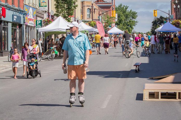 The inaugural Peterborough Pulse open streets event was held in downtown Peterborough in July 2015 (Photo: Linda McIlwain / kawarthaNOW)