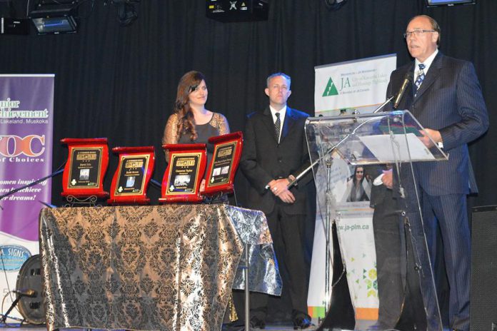 Peterborough Mayor Daryl Bennett speaks at the 2016 Junior Achievement Business Hall of Fame at The Venue in Peterborough. In addition to the induction ceremony honouring eight local business people from the past and present this year's event features a culinary showcase and dinner. (Photo courtesy of Junior Achievement Peterborough Lakeland Muskoka)