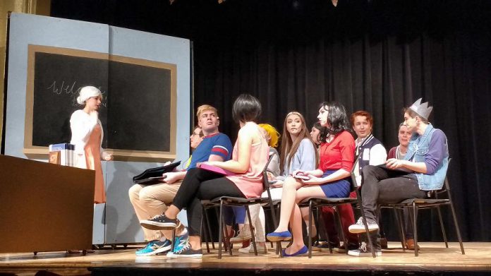 Lindsay Rudkins as Miss Grundy oversees the class at Riverdale High. (Photo: Sam Tweedle / kawarthaNOW)