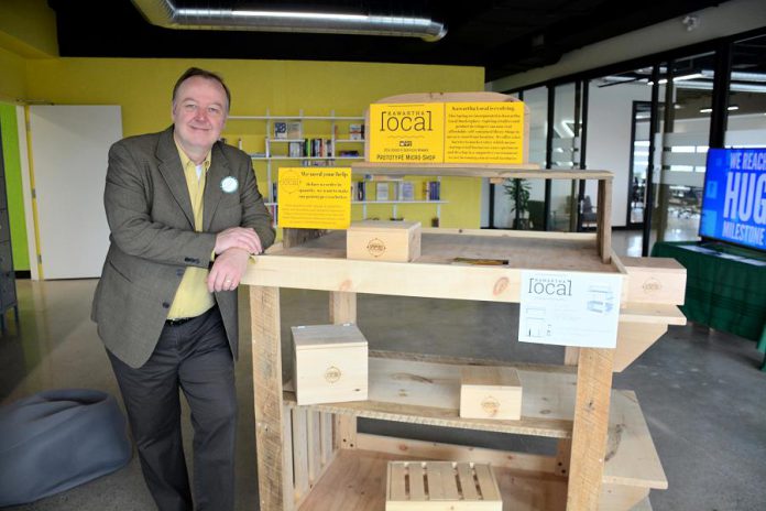 Rob Howard of Kawartha Local sought input from other entrepreneurs on a new "micro shop" project that he's piloting. (Photo: Eva Fisher / kawarthaNOW)