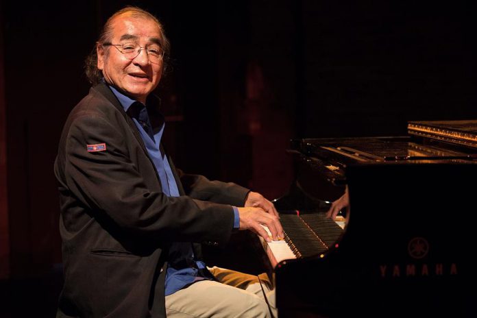 Celebrated playwright Tomson Highway, pictured here in his musical play "The (Post) Mistress", is also an accomplished composer, songwriter, and pianist.  (Publicity photo)