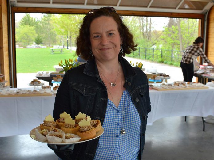 The Pastry Peddler created the Cavan Blazer butter tart, made with cinnamon cream cheese, caramel drizzle and a white chocolate maple leaf. (Photo: Eva Fisher / kawarthaNOW)