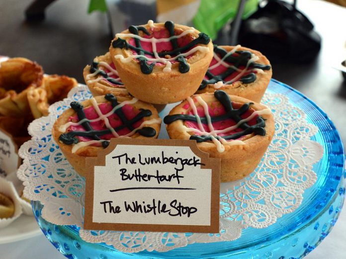 Love plaid? The Whistle Stop's Lumberjack butter tart is a Canadian fashion statement in a dessert. (Photo: Eva Fisher / kawarthaNOW)