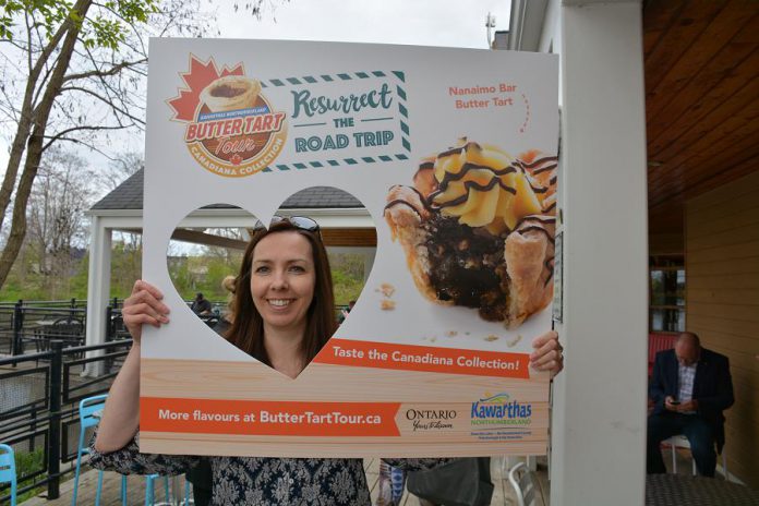 Janet Healey of Baked 4U made butter tarts in homage to Justin Trudeau and Rick Mercer. (Photo: Eva Fisher / kawarthaNOW)