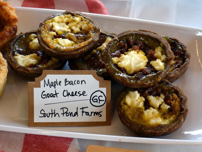 South Pond Farms combined bacon and fresh chèvre in their gluten-free tarts. (Photo: Eva Fisher / kawarthaNOW)