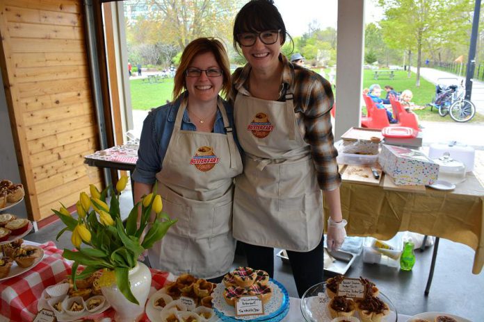 Marie Lummiss and Sarah Kerr of Kawarthas Northumberland showcased the new collection of butter tarts. (Photo: Eva Fisher / kawarthaNOW)