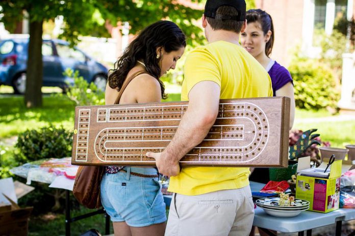 With Gilmour Street residents from Park Street to Monaghan Road participating in the sale, chances are you'll find some unique items like this huge cribbage board. (Photo: Linda McIlwain)